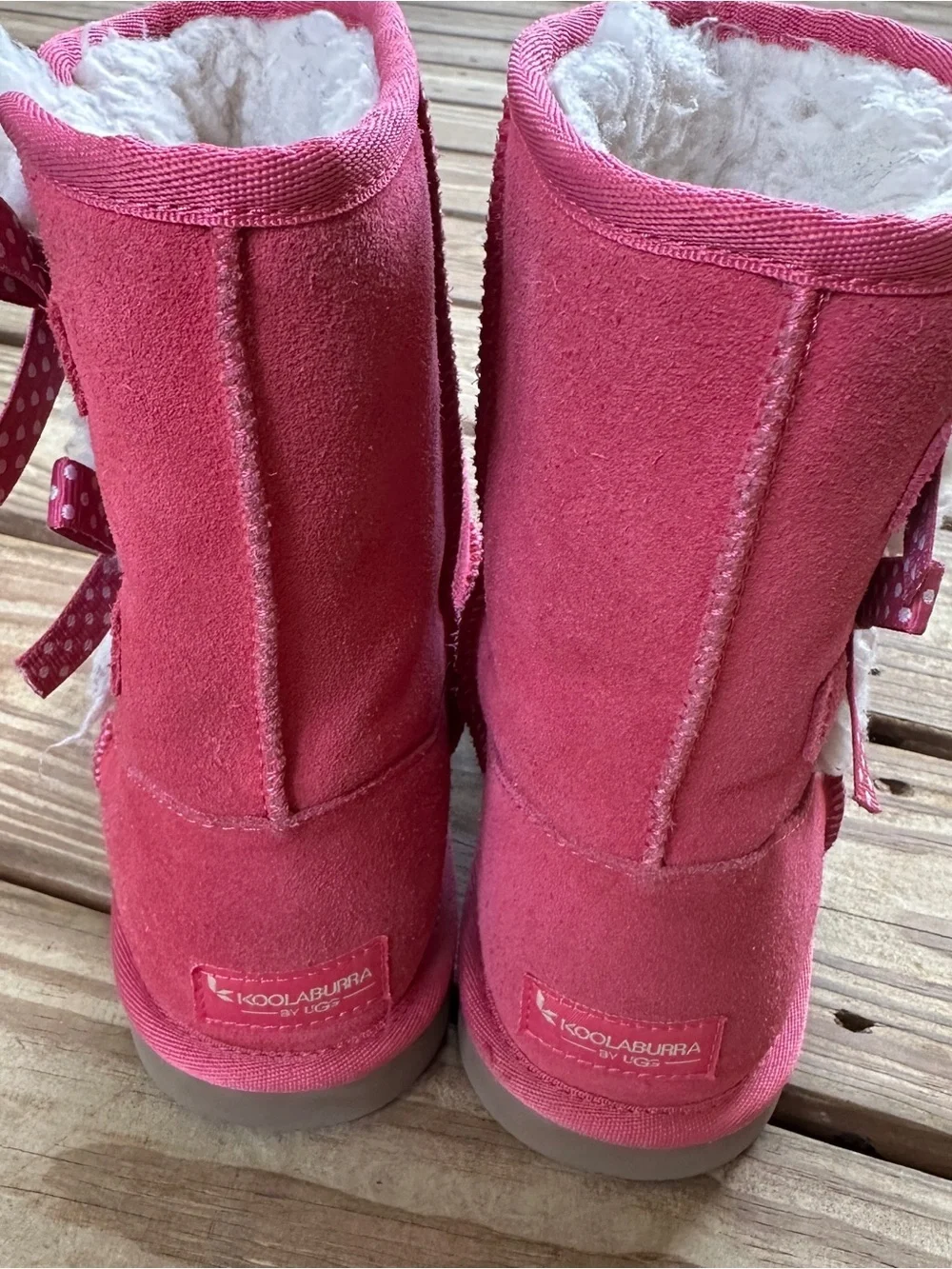 Koolaburra by UGG Pink Faux Fur Bow Winter Boots Women’s Size 5